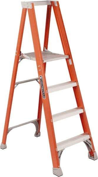 Louisville - 3 Steps, 3' High, Type IA Rating, Fiberglass Platform Ladder - 300 Lb Capacity, 22-3/4" Base Width - Industrial Tool & Supply