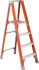 Louisville - 3 Steps, 3' High, Type IA Rating, Fiberglass Platform Ladder - 300 Lb Capacity, 22-3/4" Base Width - Industrial Tool & Supply