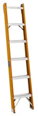 Louisville - 8 Steps, 8' High, Type IA Rating, Fiberglass Shelf Ladder - Industrial Tool & Supply
