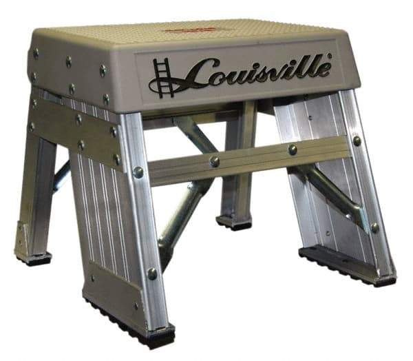 Louisville - 1 Step, 1' High, Type IA Rating, Aluminum Step Stand - 300 Lb Capacity, 15-11/16" Base Width - Industrial Tool & Supply