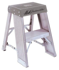 Louisville - 3 Steps, 3' High, Type IA Rating, Aluminum Step Stand - 300 Lb Capacity, 19-11/16" Base Width - Industrial Tool & Supply