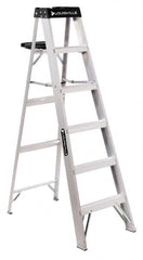 Louisville - 9 Steps, 10' High, Type IA Rating, Aluminum Step Ladder - Industrial Tool & Supply