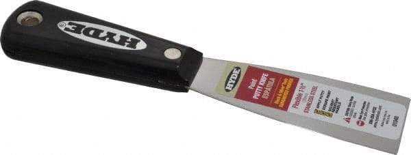 Hyde Tools - 1-1/2" Wide Stainless Steel Putty Knife - Flexible, Nylon Handle, 7-3/4" OAL - Industrial Tool & Supply