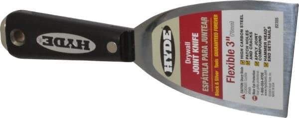 Hyde Tools - 3" Wide Steel Putty Knife - Flexible, Nylon Handle - Industrial Tool & Supply