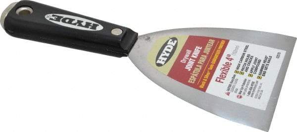 Hyde Tools - 4" Wide Carbon Steel Taping Knife - Flexible, Hammerhead Nylon Handle, 8-1/4" OAL - Industrial Tool & Supply