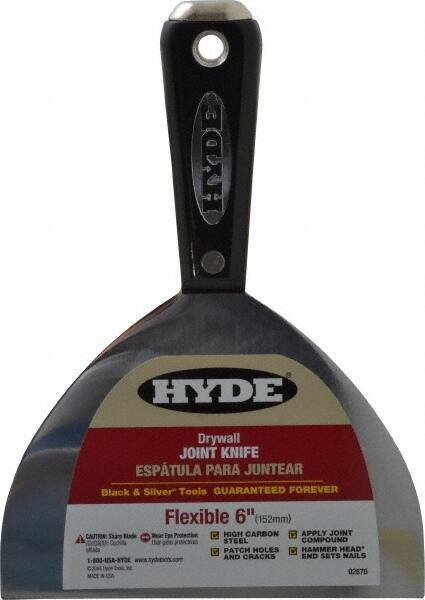 Hyde Tools - 6" Wide Carbon Steel Taping Knife - Flexible, Hammerhead Nylon Handle, 8-1/2" OAL - Industrial Tool & Supply