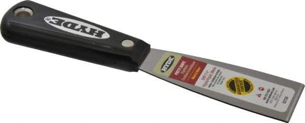 Hyde Tools - 1-1/2" Wide Steel Putty Knife - Stiff, Nylon Handle, 7-3/4" OAL - Industrial Tool & Supply