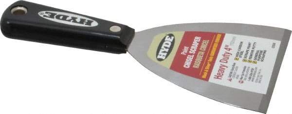 Hyde Tools - 4" Wide Carbon Steel Taping Knife - Stiff, Nylon Handle, 8-1/8" OAL - Industrial Tool & Supply