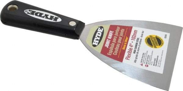 Hyde Tools - 4" Wide Carbon Steel Taping Knife - Flexible, Nylon Handle, 8" OAL - Industrial Tool & Supply
