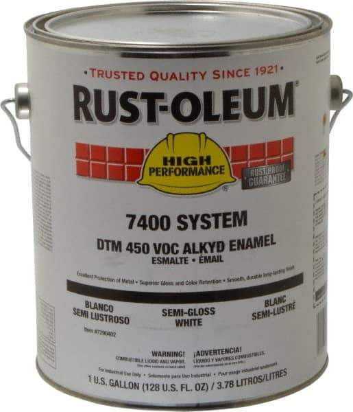 Rust-Oleum - 1 Gal White Semi Gloss Finish Industrial Enamel Paint - Interior/Exterior, Direct to Metal, <450 gL VOC Compliance - Industrial Tool & Supply