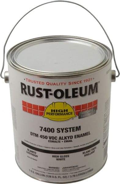 Rust-Oleum - 1 Gal White High Gloss Finish Industrial Enamel Paint - Interior/Exterior, Direct to Metal, <450 gL - Industrial Tool & Supply