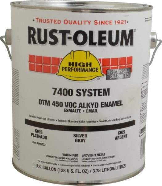 Rust-Oleum - 1 Gal Silver Gray Gloss Finish Industrial Enamel Paint - Interior/Exterior, Direct to Metal, <450 gL VOC Compliance - Industrial Tool & Supply