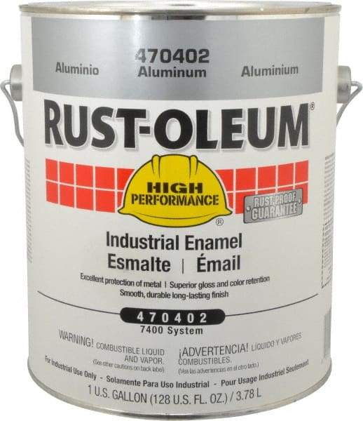 Rust-Oleum - 1 Gal Aluminum Gloss Finish Industrial Enamel Paint - Interior/Exterior, Direct to Metal, <450 gL VOC Compliance - Industrial Tool & Supply