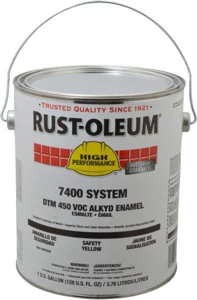 Rust-Oleum - 1 Gal Safety Yellow Gloss Finish Industrial Enamel Paint - Interior/Exterior, Direct to Metal, <450 gL VOC Compliance - Industrial Tool & Supply
