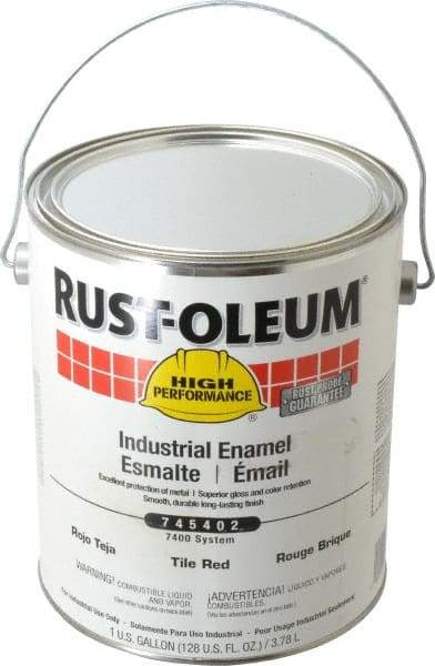 Rust-Oleum - 1 Gal Tile Red Gloss Finish Industrial Enamel Paint - Interior/Exterior, Direct to Metal, <450 gL VOC Compliance - Industrial Tool & Supply