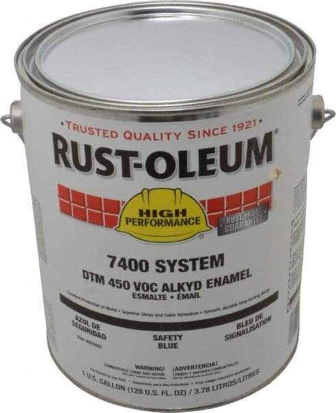 Rust-Oleum - 1 Gal Safety Blue Gloss Finish Industrial Enamel Paint - Interior/Exterior, Direct to Metal, <450 gL VOC Compliance - Industrial Tool & Supply