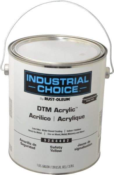 Rust-Oleum - 1 Gal Safety Yellow High Gloss Finish Acrylic Enamel Paint - Interior/Exterior, Direct to Metal, <250 gL VOC Compliance - Industrial Tool & Supply