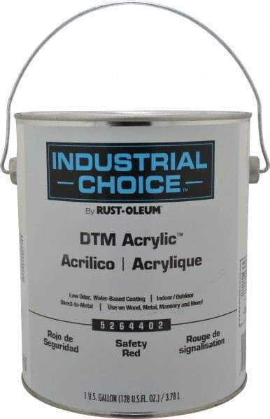Rust-Oleum - 1 Gal Safety Red Semi Gloss Finish Acrylic Enamel Paint - Interior/Exterior, Direct to Metal, <250 gL VOC Compliance - Industrial Tool & Supply