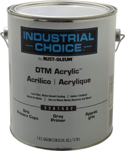 Rust-Oleum - 1 Gal Gray Water-Based Acrylic Enamel Primer - 185 to 350 Sq Ft/Gal, <250 gL Content, Direct to Metal, Quick Drying, Exterior - Industrial Tool & Supply