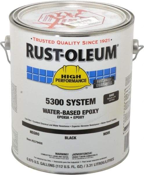 Rust-Oleum - 1 Gal High Gloss Black Water-Based Epoxy - 200 to 350 Sq Ft/Gal Coverage, <250 g/L VOC Content - Industrial Tool & Supply