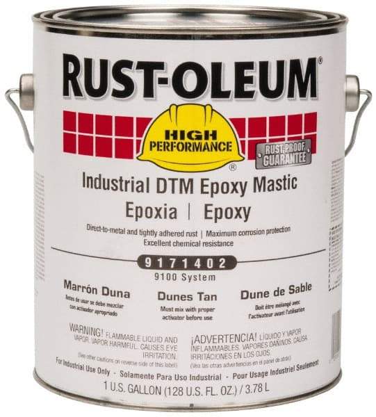 Rust-Oleum - 1 Gal Gloss Dunes Tan Epoxy Mastic - 100 to 225 Sq Ft/Gal Coverage, <340 g/L VOC Content, Direct to Metal - Industrial Tool & Supply