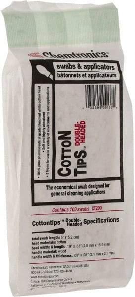 Chemtronics - Soldering Doubleheaded Cotton Tips (Pkg. of 100) - Cotton - Exact Industrial Supply