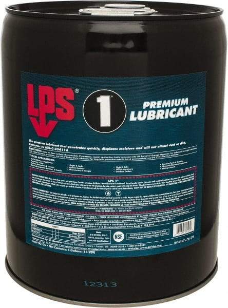 LPS - 5 Gal Pail Dry Film Penetrant/Lubricant - Clear Yellow, Food Grade - Industrial Tool & Supply