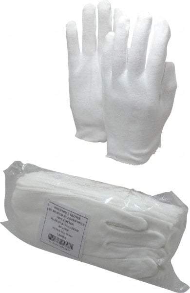 PRO-SAFE - Cotton General Protection Work Gloves - For Inspection, Uncoated, Slip-On Cuff, Full Fingered, White, Paired - Industrial Tool & Supply
