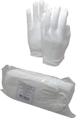 PRO-SAFE - Cotton General Protection Work Gloves - For Inspection, Uncoated, Slip-On Cuff, Full Fingered, White, Paired - Industrial Tool & Supply