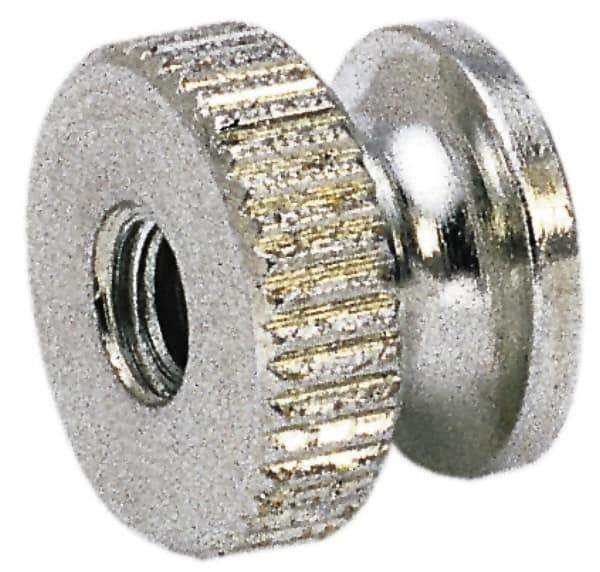 Electro Hardware - 5/16-18" UNC Thread, Uncoated, Grade 302, 303 Stainless Steel Round Knurled Thumb Nut - 13/32" Overall Height, 5/8" Head Diam - Industrial Tool & Supply