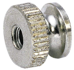 Electro Hardware - #8-32 UNC Thread, Uncoated, Grade B-633 Brass Round Knurled Thumb Nut - 9/32" Overall Height, 7/16" Head Diam - Industrial Tool & Supply