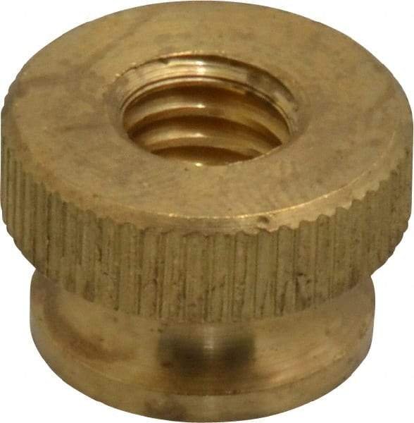 Electro Hardware - 5/16-18" UNC Thread, Uncoated, Grade B-633 Brass Round Knurled Thumb Nut - 13/32" Overall Height, 5/8" Head Diam - Industrial Tool & Supply