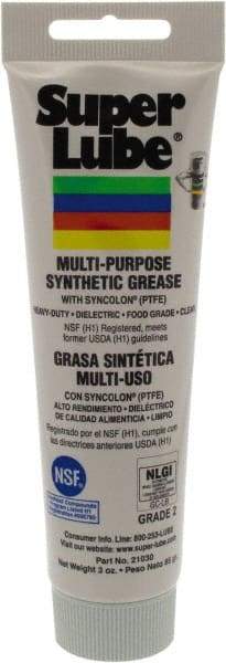 Synco Chemical - 3 oz Tube Synthetic General Purpose Grease - Translucent White, Food Grade, 450°F Max Temp, NLGIG 2, - Industrial Tool & Supply