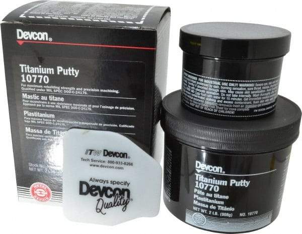 Devcon - 2 Lb Kit Gray Epoxy Resin Putty - 150°F (Wet), 350°F (Dry) Max Operating Temp, 16 hr Full Cure Time - Industrial Tool & Supply