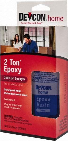 Devcon - 4.5 oz Bottle Two Part Epoxy - 30 min Working Time, Series 2 Ton - Industrial Tool & Supply