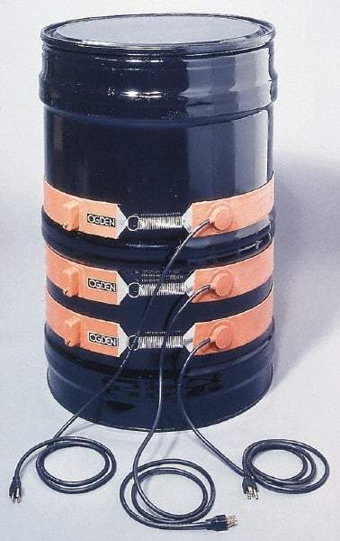 Value Collection - 4" Wide, 55 Gallon Wrap-Around Drum Heater with Thermostat - 240 Volt, 70°F to 140°F Thermostat Rating - Industrial Tool & Supply