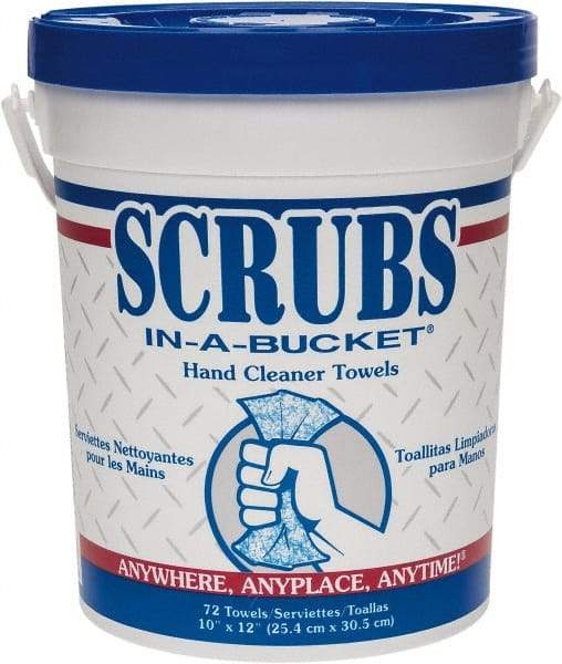 Scrubs - Pre-Moistened Hand Cleaning Wipes - Center Pull, 12-1/2" x 10-1/2" Sheet Size, Blue - Industrial Tool & Supply