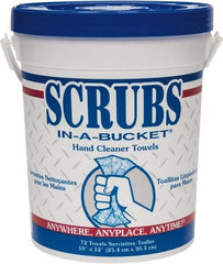 Scrubs - Pre-Moistened Hand Cleaning Wipes - Center Pull, 12-1/2" x 10-1/2" Sheet Size, Blue - Industrial Tool & Supply