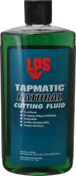 LPS - Tapmatic Natural, 16 oz Bottle Cutting & Tapping Fluid - Straight Oil, For Boring, Broaching, Drilling, Engraving, Facing, Milling, Reaming, Sawing, Tapping, Threading, Turning - Industrial Tool & Supply