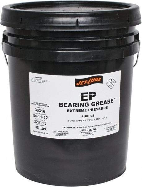 Jet-Lube - 35 Lb Pail Extreme Pressure Grease - Purple, Extreme Pressure, 325°F Max Temp, NLGIG 2, - Industrial Tool & Supply