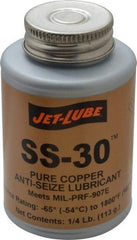 Jet-Lube - 0.25 Lb Can High Temperature Anti-Seize Lubricant - Copper, -65 to 1,800°F, Copper Colored, Water Resistant - Industrial Tool & Supply