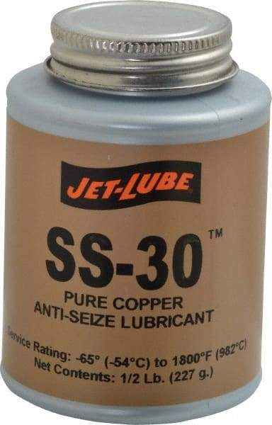 Jet-Lube - 0.5 Lb Can High Temperature Anti-Seize Lubricant - Copper, -65 to 1,800°F, Copper Colored, Water Resistant - Industrial Tool & Supply