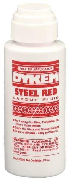 Dykem - Red Layout Fluid - 2 Ounce Felt Tip Applicator - Industrial Tool & Supply
