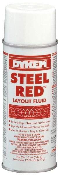 Dykem - Red Layout Fluid - 12 Ounce Aerosol Can - Industrial Tool & Supply