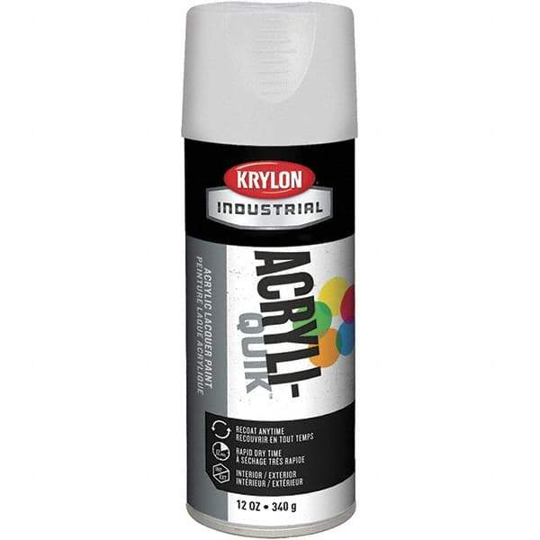 Krylon - White, 12 oz Net Fill, Gloss, Lacquer Spray Paint - 15 to 20 Sq Ft per Can, 16 oz Container, Use on Cabinets, Color Coding Steel & Lumber, Conduits, Drums, Ducts, Furniture, Motors, Pipelines, Tools - Industrial Tool & Supply