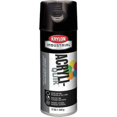 Krylon - Black, 12 oz Net Fill, Gloss, Lacquer Spray Paint - 15 to 20 Sq Ft per Can, 16 oz Container, Use on Cabinets, Color Coding Steel & Lumber, Conduits, Drums, Ducts, Fabric, Furniture, Motors, Pipelines, Tools - Industrial Tool & Supply