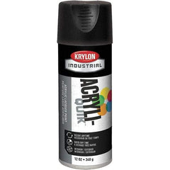 Krylon - Black, 12 oz Net Fill, Flat, Lacquer Spray Paint - 15 to 20 Sq Ft per Can, 16 oz Container, Use on Cabinets, Color Coding Steel & Lumber, Conduits, Drums, Ducts, Fabric, Furniture, Motors, Pipelines, Tools - Industrial Tool & Supply