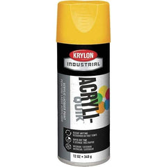 Krylon - OSHA Yellow, 12 oz Net Fill, Gloss, Enamel Spray Paint - 15 to 20 Sq Ft per Can, 12 oz Container, Use on Ceramics, Glass, Metal, Plaster, Wood - Industrial Tool & Supply
