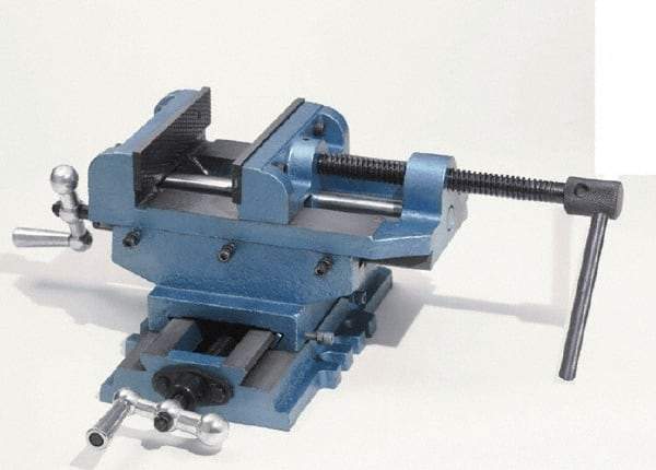 Palmgren - 6" Jaw Opening Capacity x 2" Throat Depth, Horizontal Drill Press Vise - 6" Wide Jaw, Cross Slide Base, Standard Speed, 8" OAL x 7-1/4" Overall Height - Industrial Tool & Supply