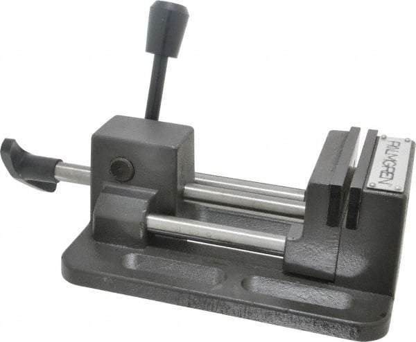 Palmgren - 3" Jaw Opening Capacity x 1" Throat Depth, Horizontal Drill Press Vise - 3" Wide Jaw, Stationary Base, Standard Speed, 12-1/4" OAL x 2-3/4" Overall Height - Industrial Tool & Supply